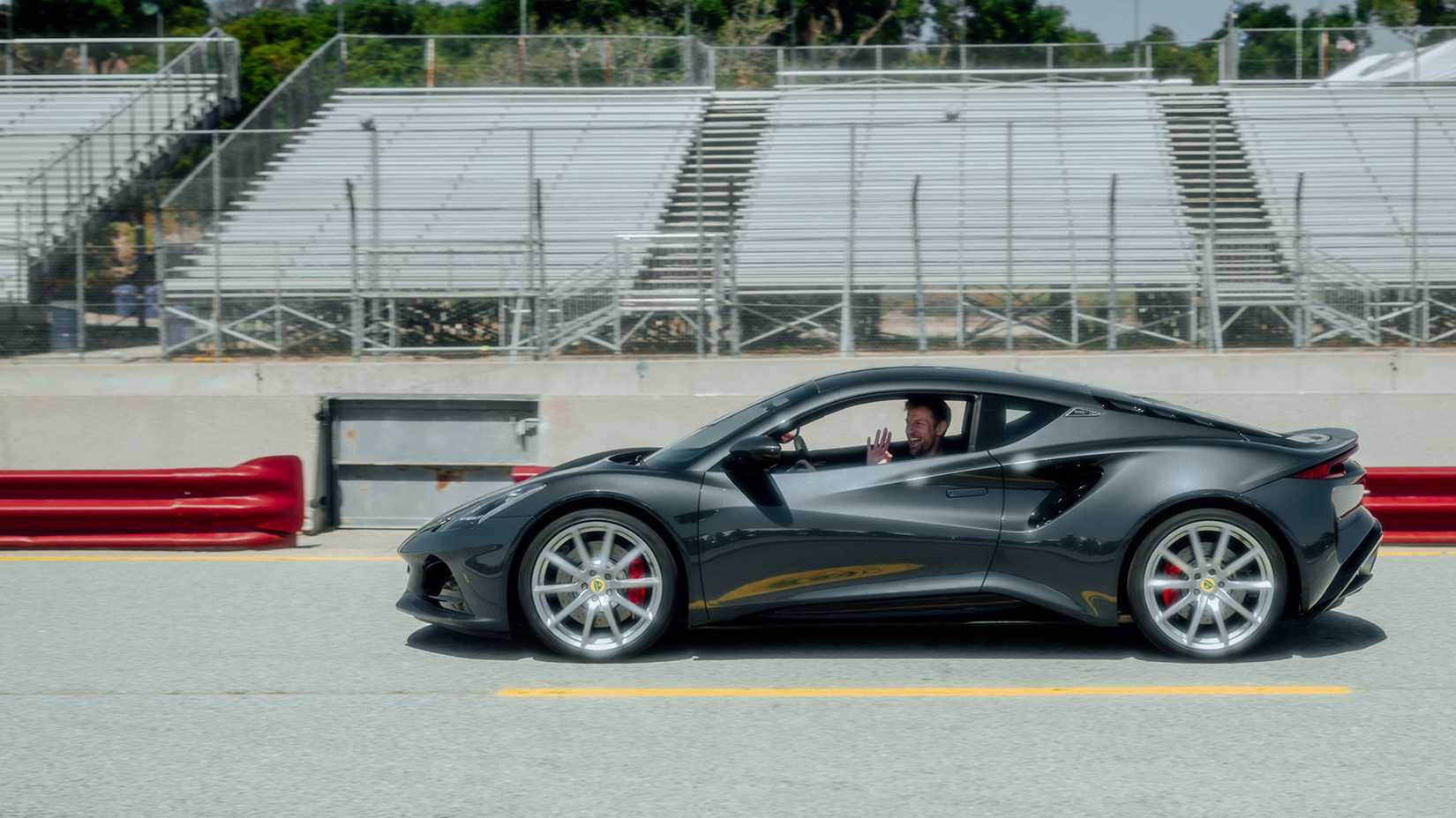 2023 Lotus Emira on track with Jenson Button