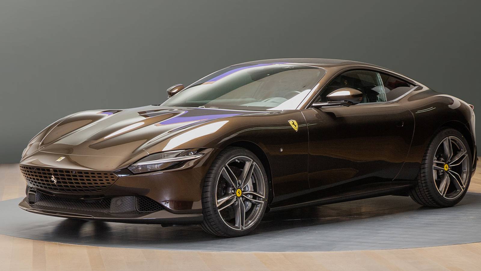 Unique Ferrari Roma Sports Brown Paint And Ebony Wood