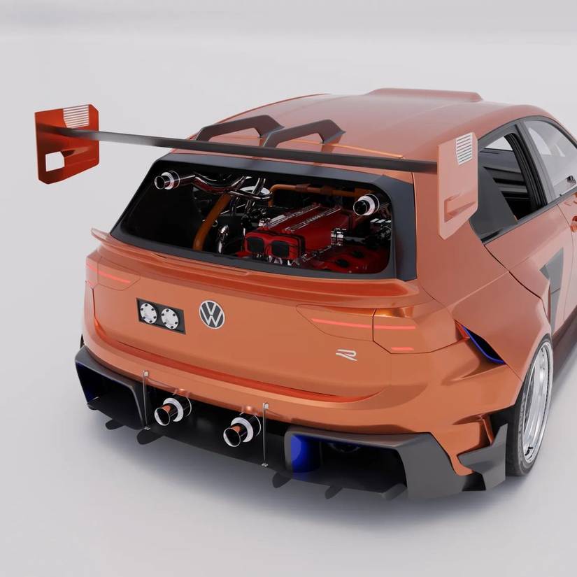 The Ultimate Tuner's Dream: A Ferrari V-12 Swapped VW Golf R