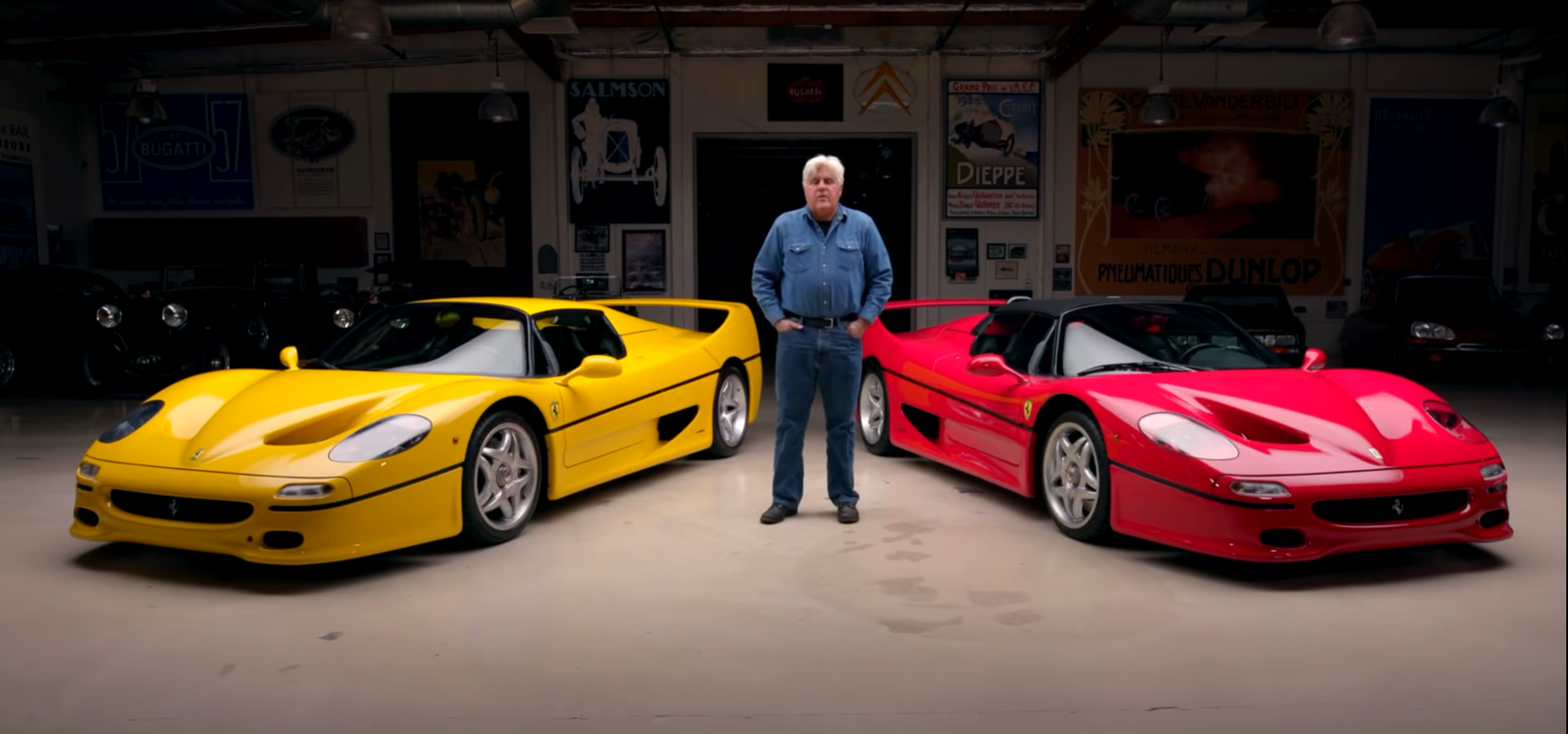 jay-leno-drives-rare-yellow-ferrari-f50