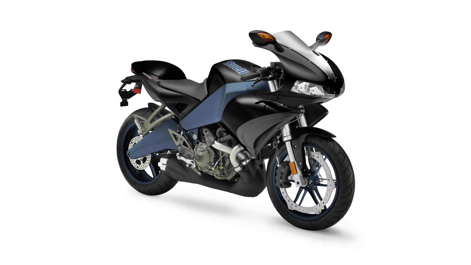 Black 2008 Buell 1125R, Static Shot Front Quarter