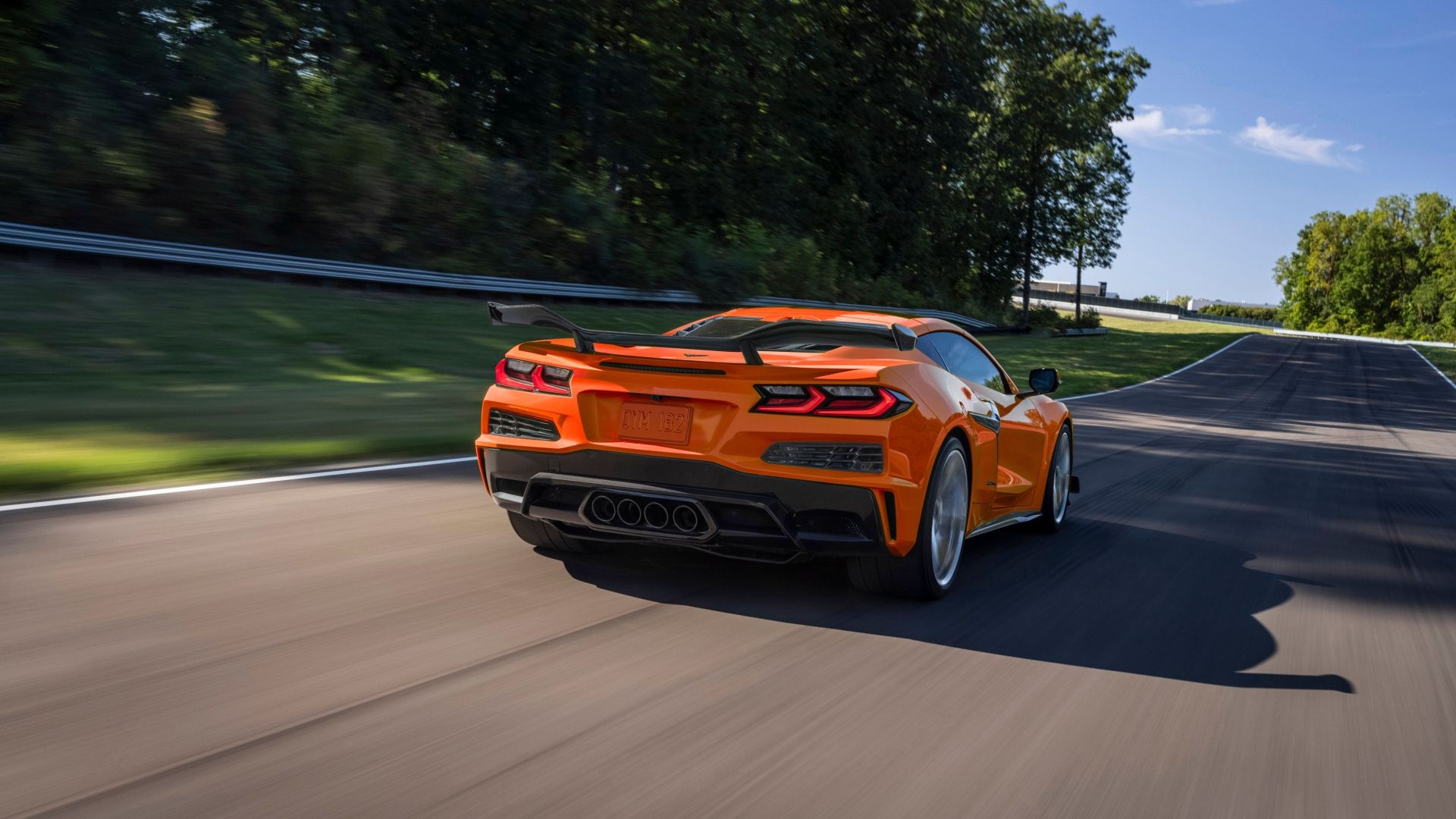 Orange 2023 Chevrolet Corvette Z06 driving