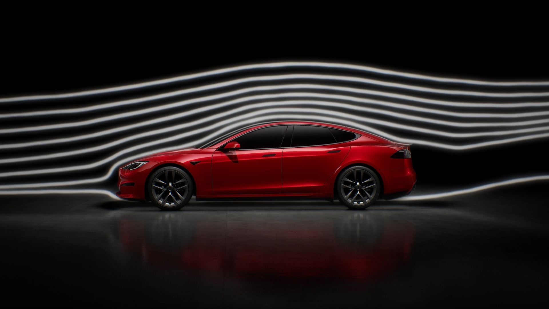 Red Tesla Model S Plaid