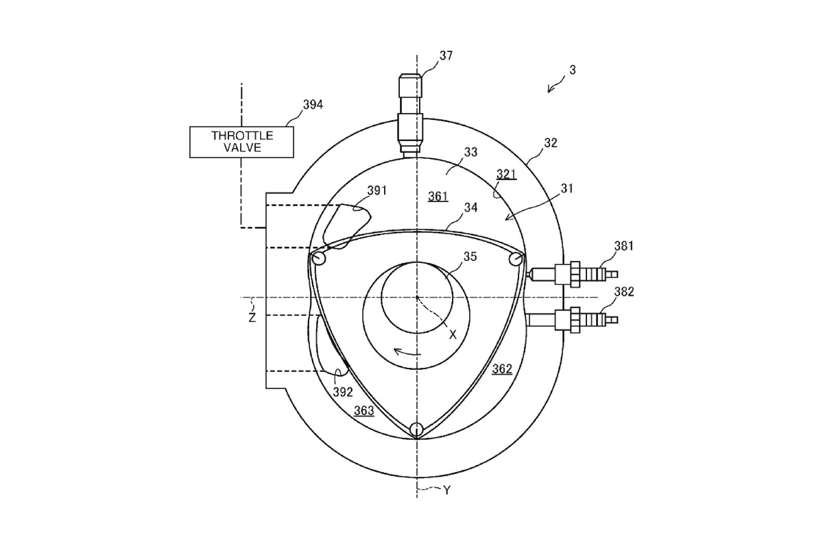 Imagem de patente do motor extensor de autonomia rotativo da Mazda 