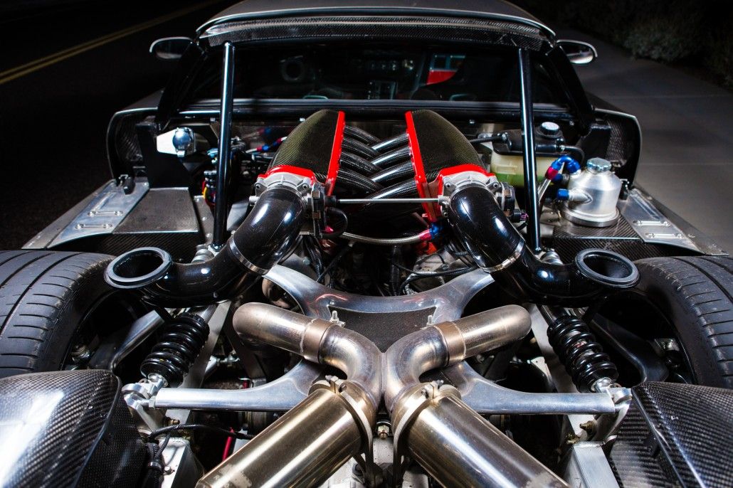 A shot of the V-8 engine used on the Falcon F7