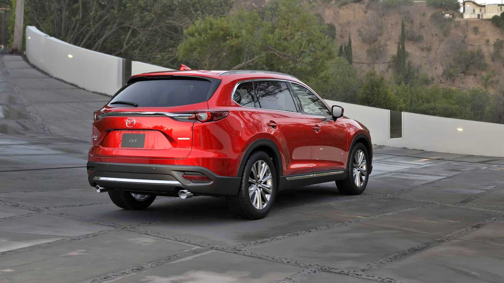 Red 2022 Mazda CX-9 rear shot parked in lot