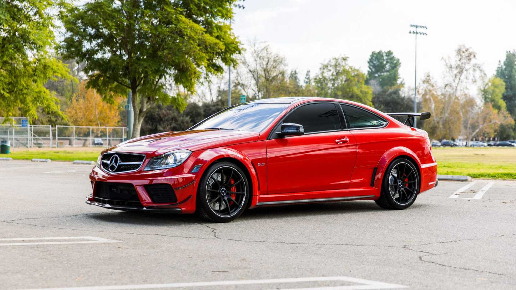 2012 Mercedes C63 AMG front 3/4 parked in lot