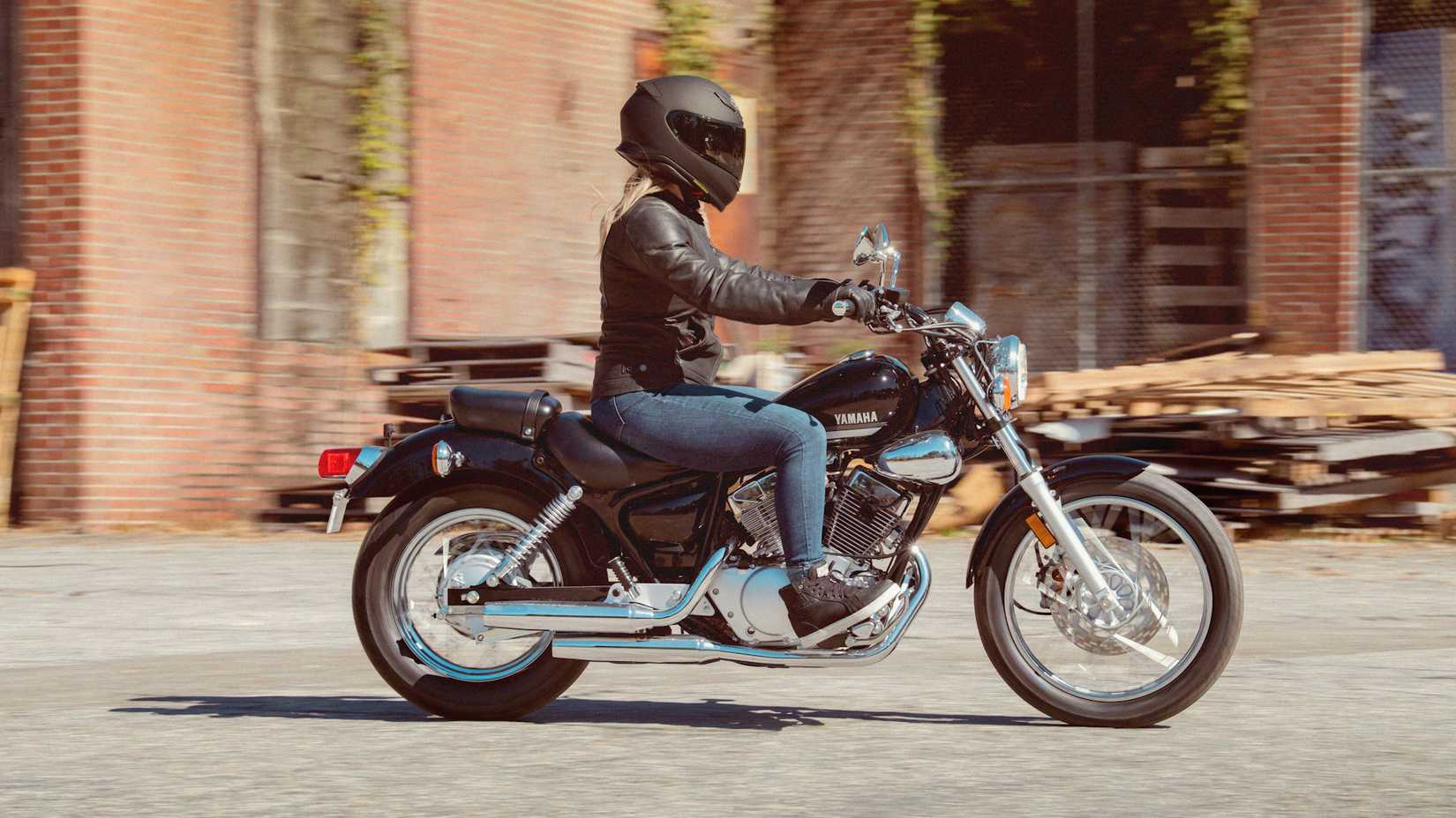 Rider on a Yamaha V-Star 250 