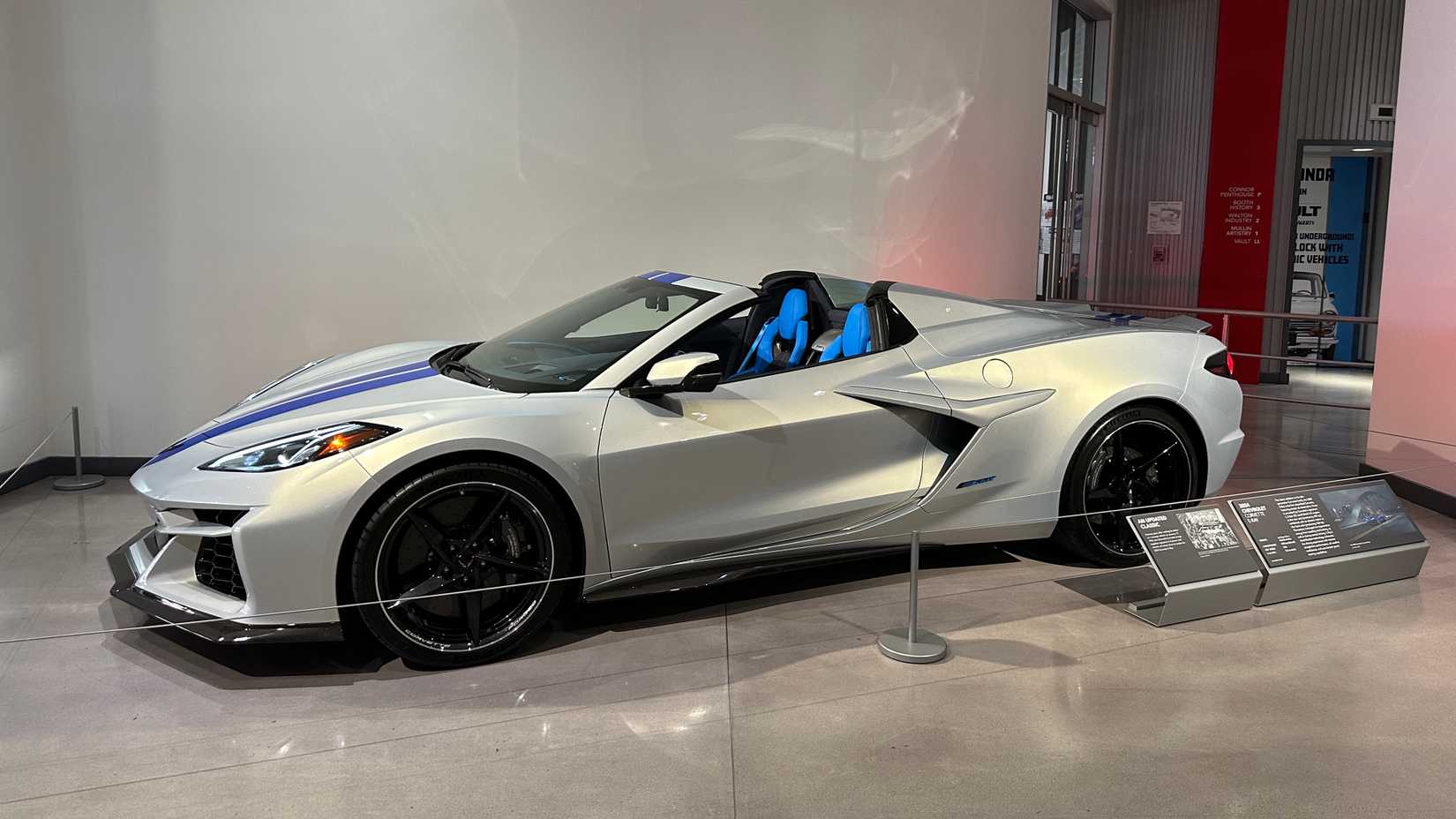 Silver 2024 Chevrolet Corvette E-Ray on display