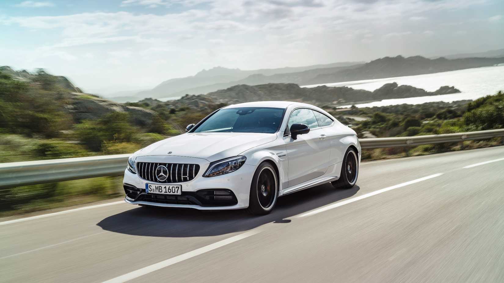White Mercedes-Benz C63 AMG Coupe