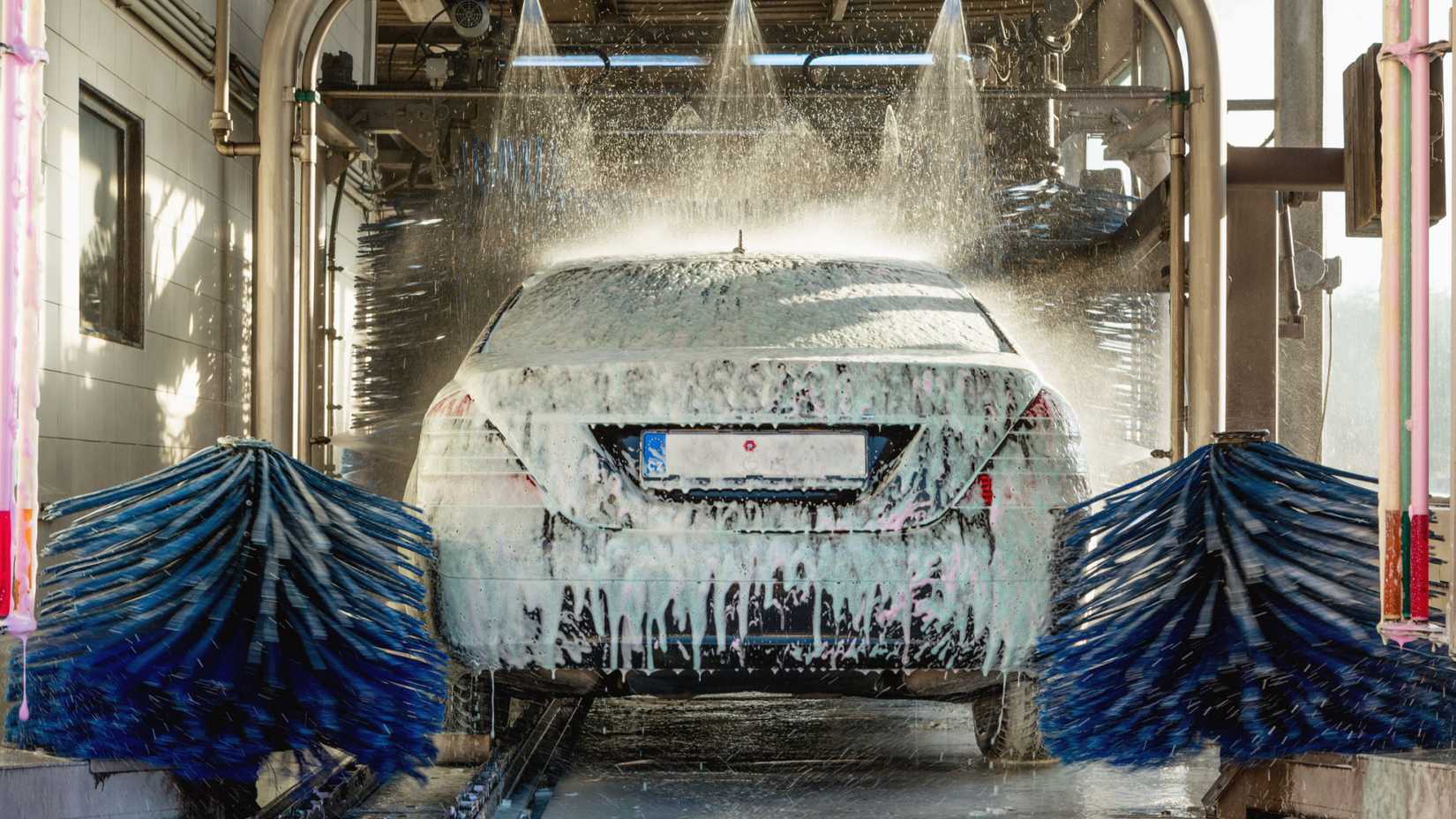 Rear View of a car in a car wash