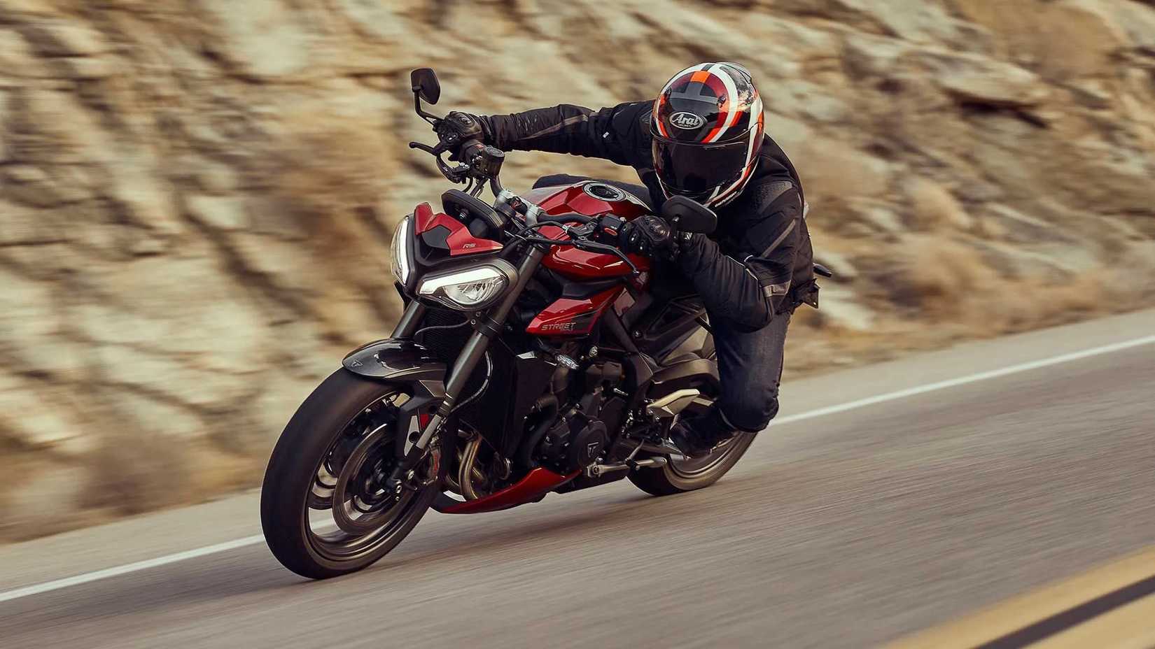 Triumph Street Triple 765 RS sport bike riding shot