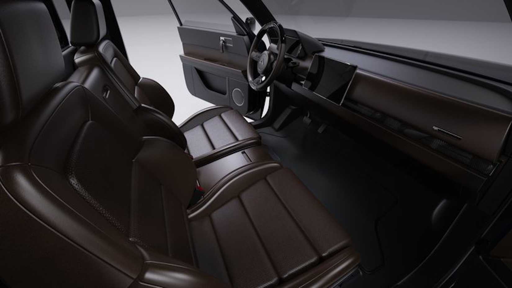 Brown and Black accent interior Alpha Wolf Compact EV Truck