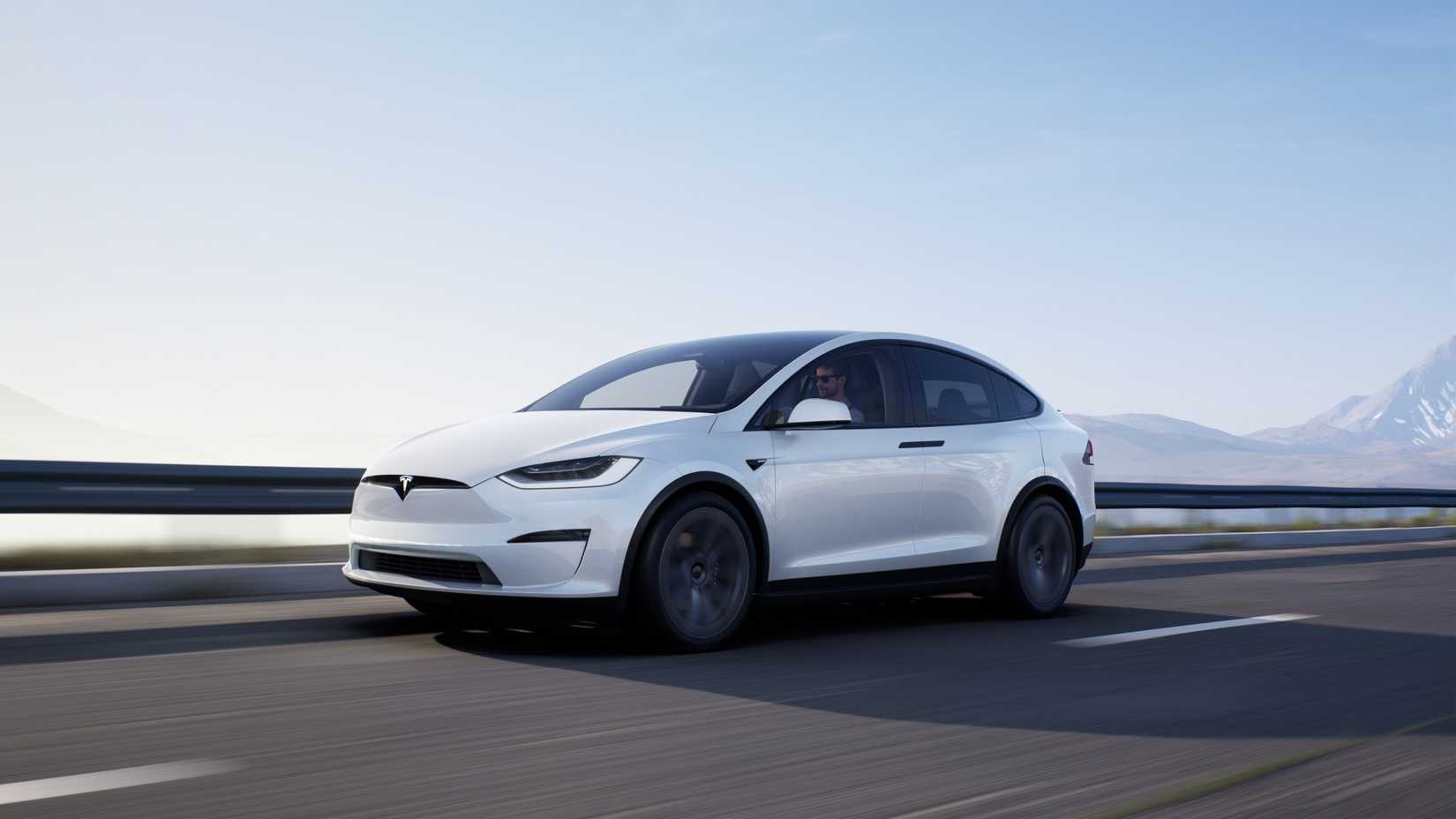 White Tesla Model X Plaid