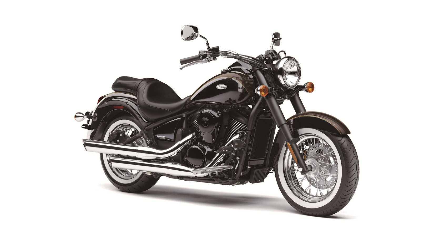 Black 2023 Kawasaki Vulcan 900 Classic static front-quarter shot
