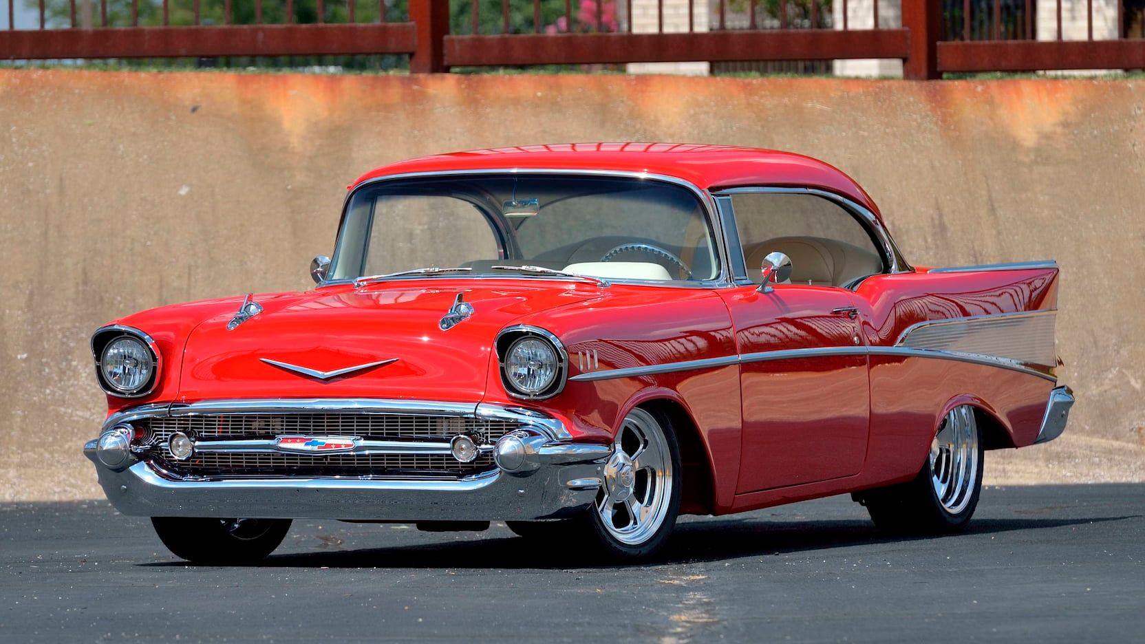 red 1957 chevrolet bel air