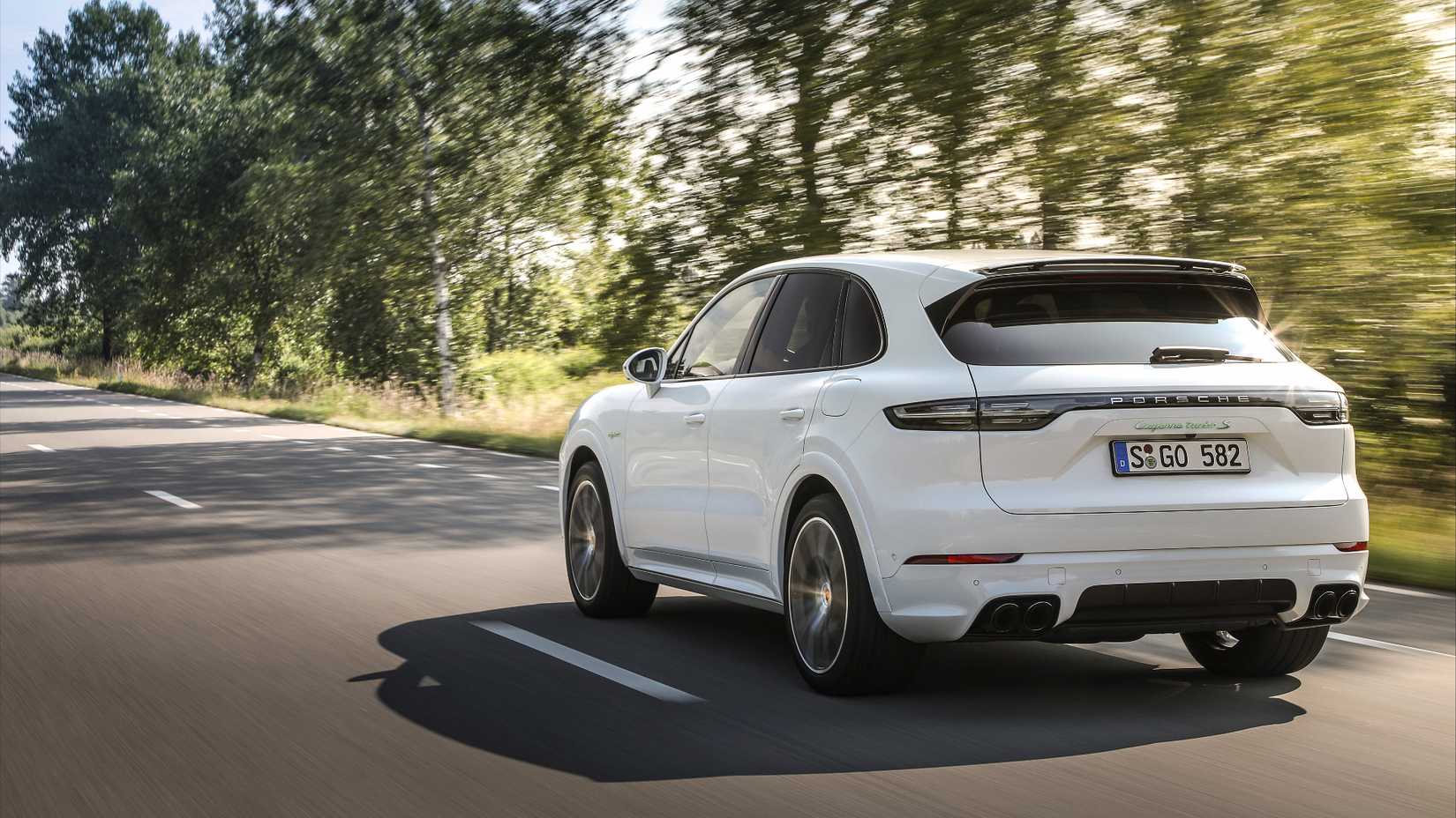 2020 Porsche Cayenne Turbo S E-Hybrid with white exterior.