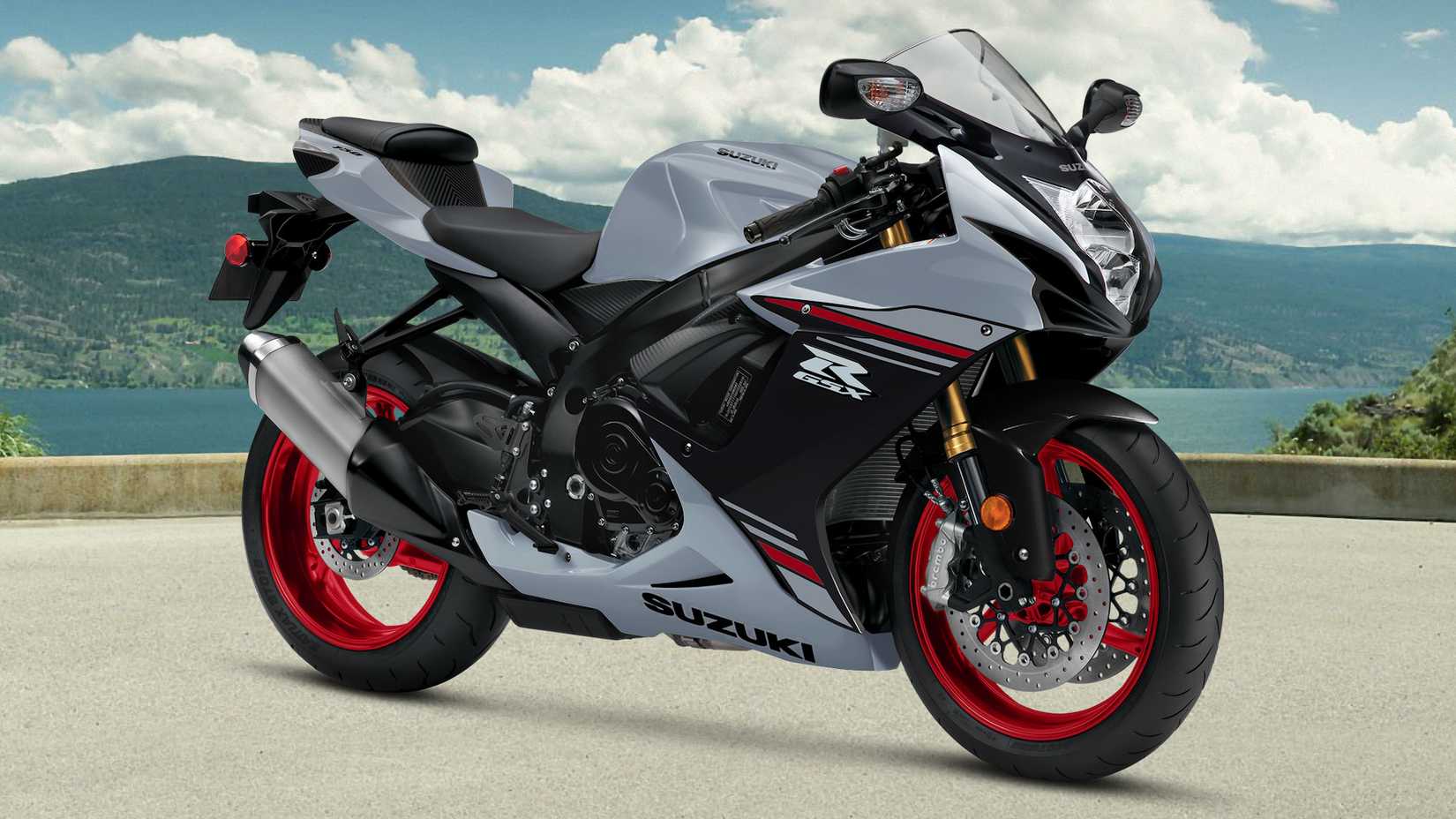 Tiro frontal estático cinza 2024 Suzuki GSX-R750