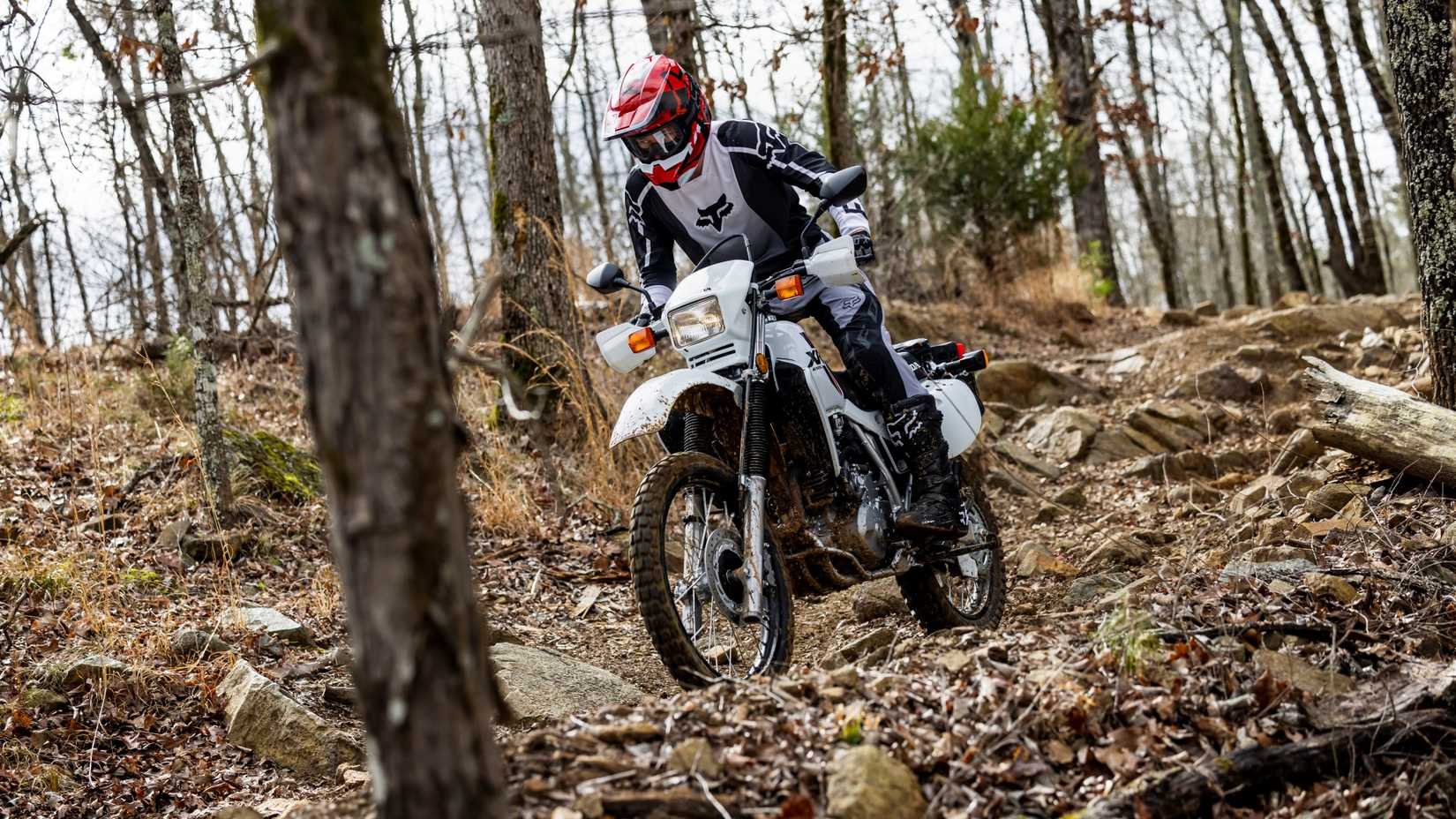 Uma foto de ação de uma Honda XR650L off-road 2023