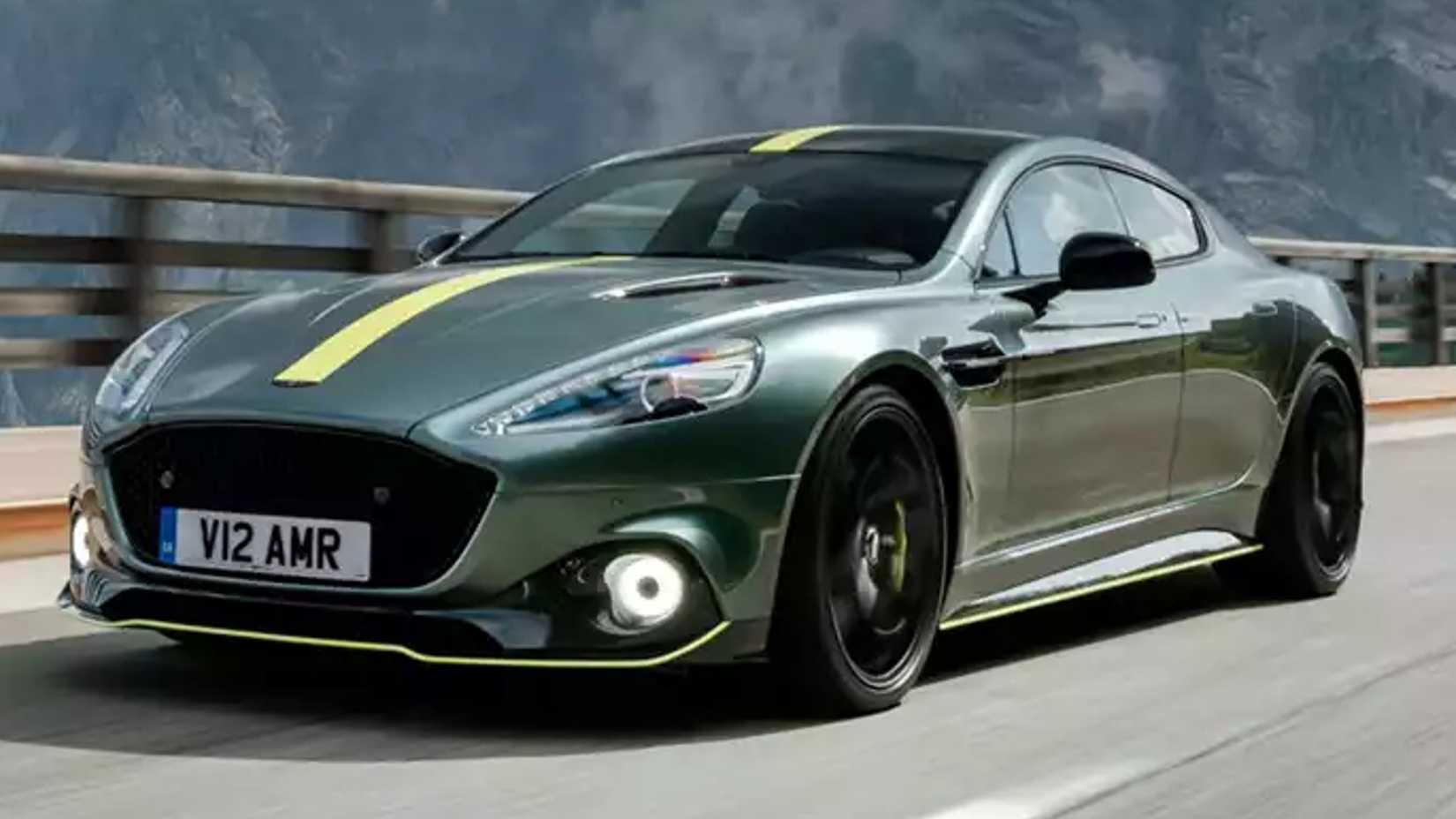 Green Aston Martin Rapide AMR with yellow highlights