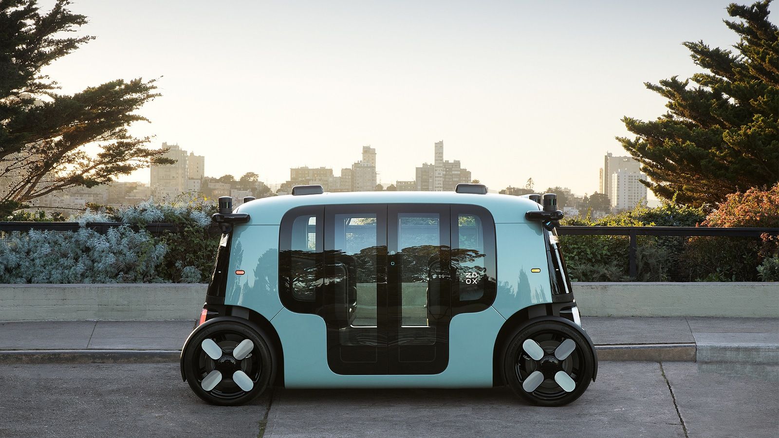 Blue Zoox Autonomous Robotaxi 