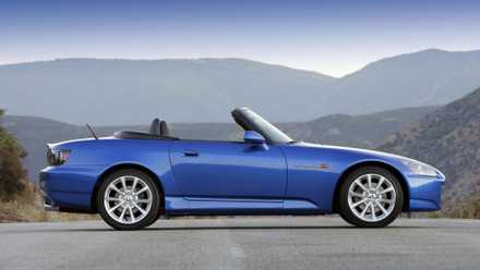 Blue Honda S2000 side right exterior shot
