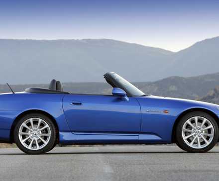 Blue Honda S2000 side right exterior shot