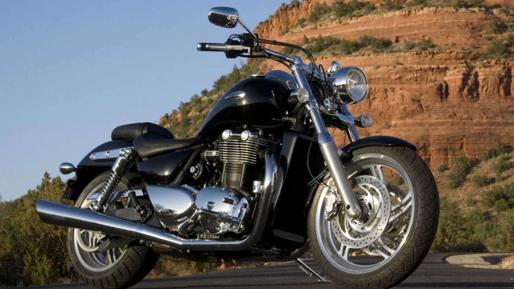 A black Triumph Thunderbird 1600 motorcycle