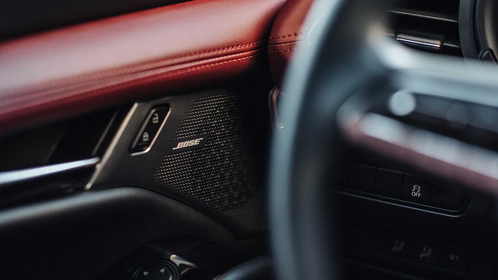 A shot of the tweeters on a 2023 Mazda 3 Turbo