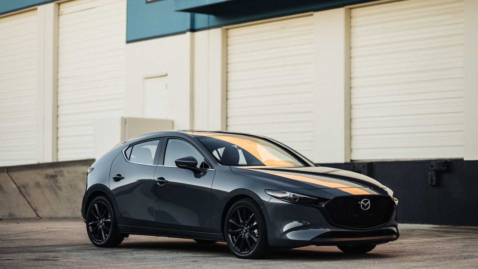 A front 3/4 shot of the 2023 Mazda 3 Turbo