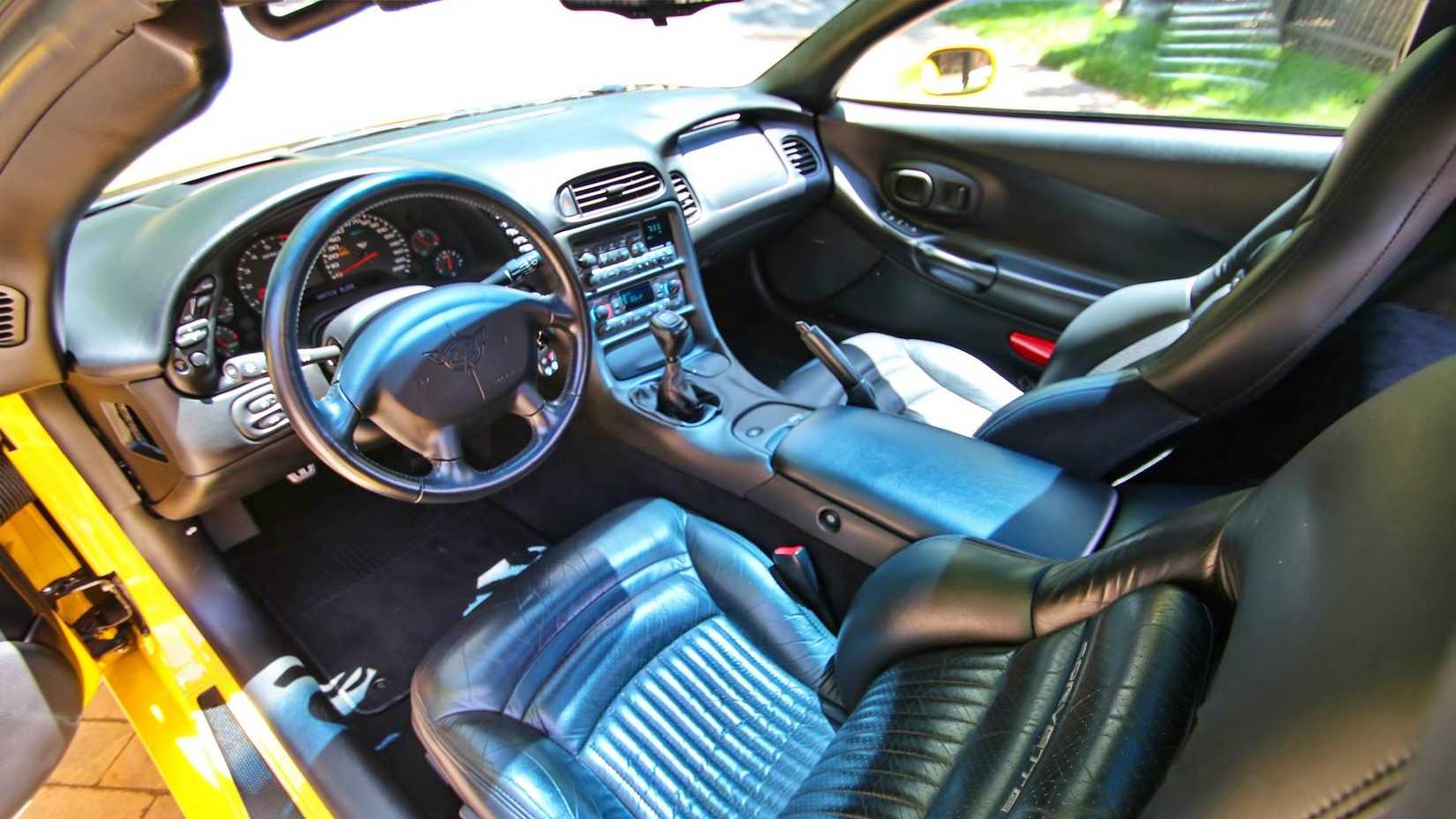 A shot of the interior in a 2000 Chevrolet Corvette Coupe