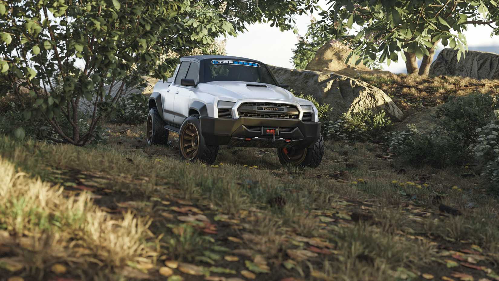 Front 3/4th view of a digitally-rendered Toyota Stout