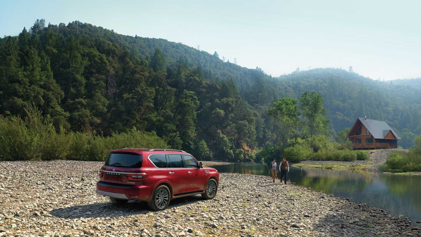 2023 Nissan Armada S in red parked