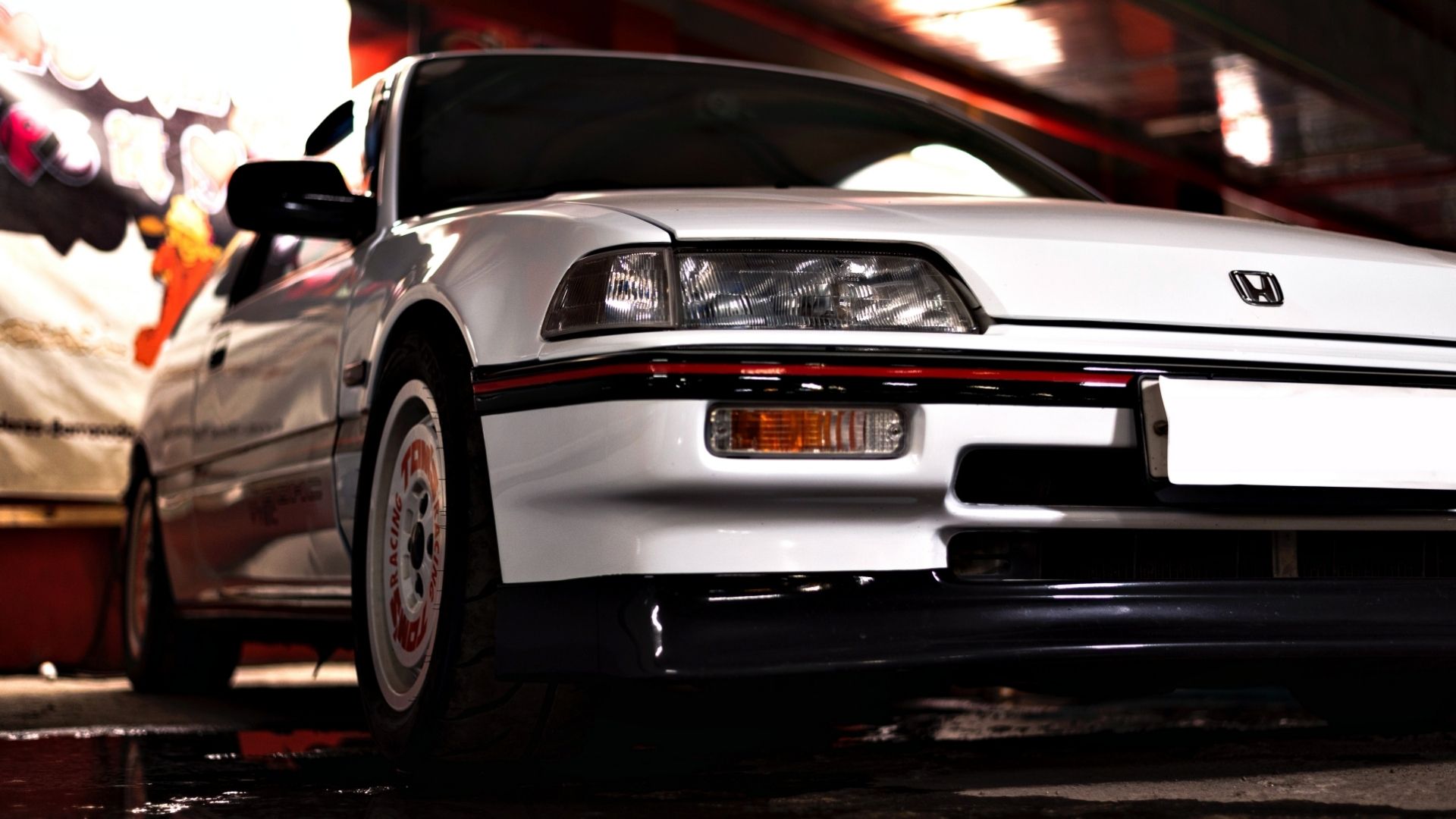 White Close Up Honda Civic