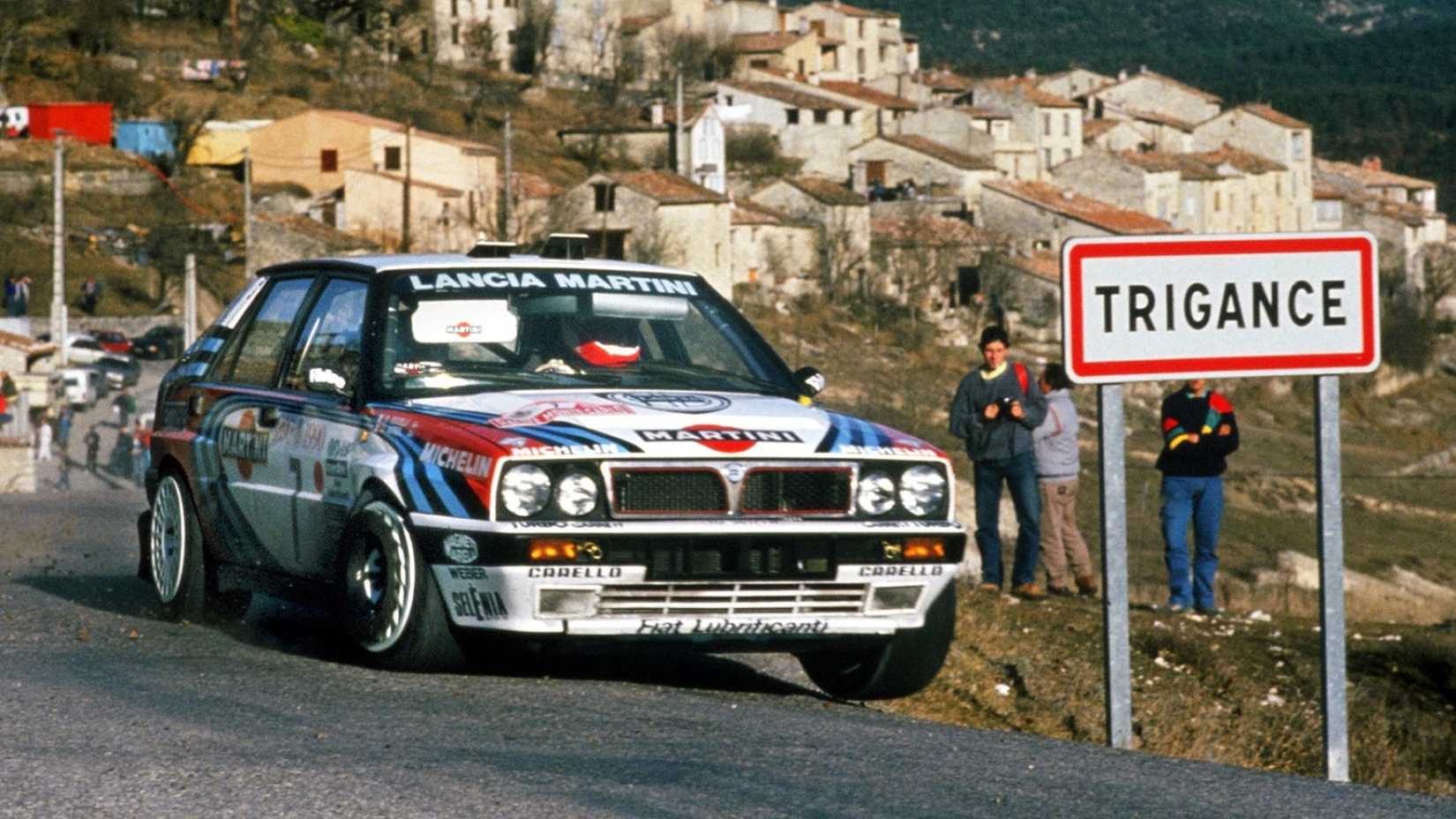 1990 Lancia Delta HF Integrale on a rally stage