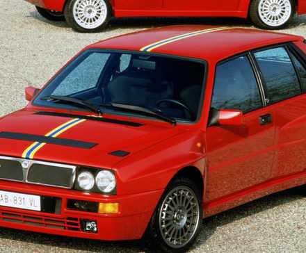 Front 3/4 shot of the legendary Lancia Delta Integrale