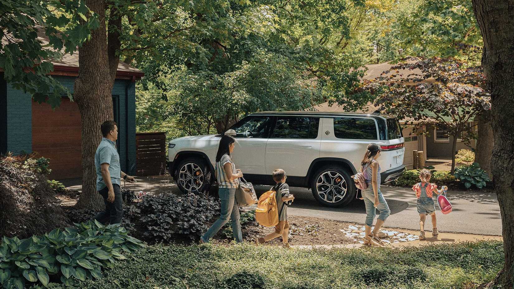 White Rivian R1S