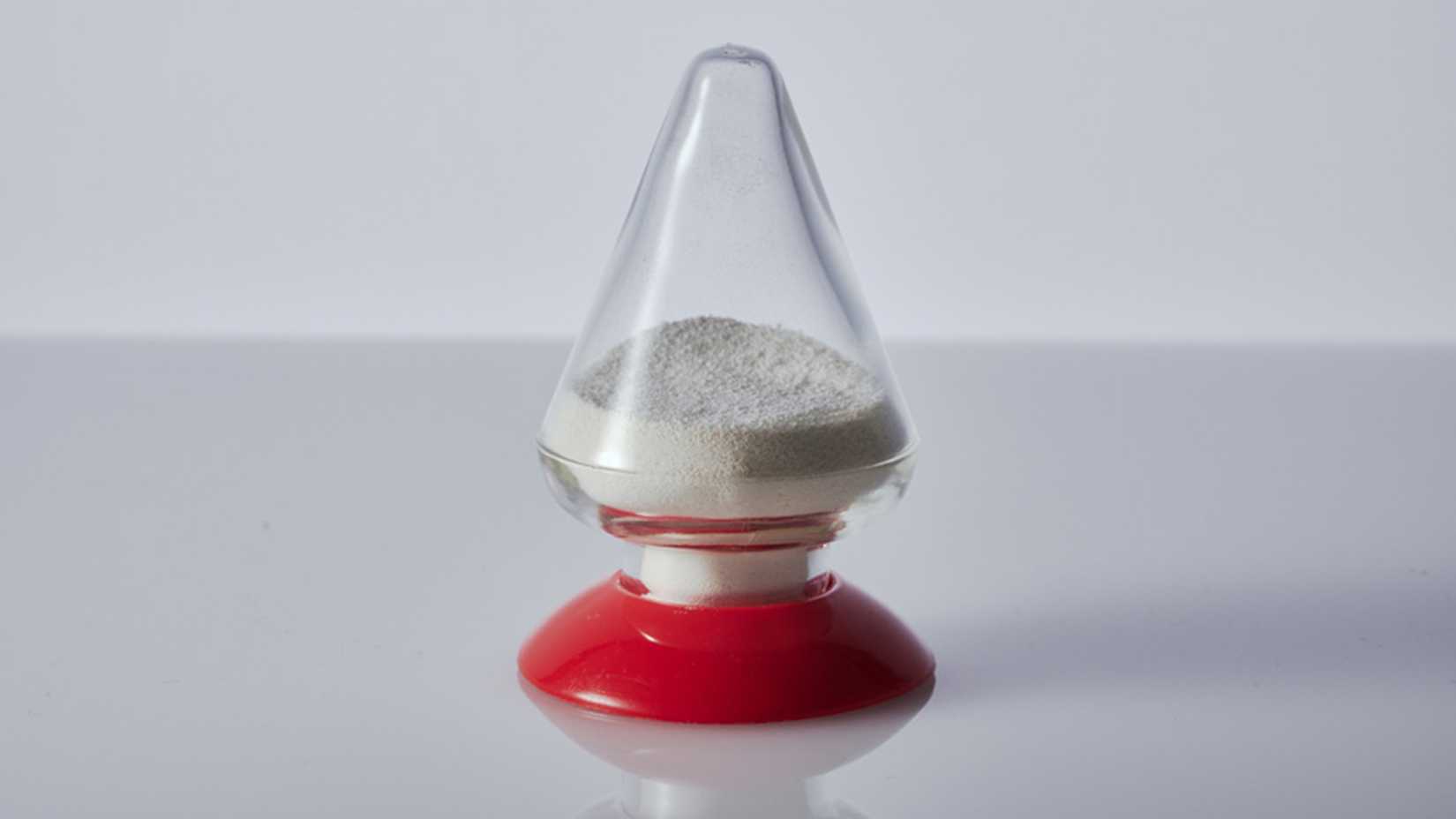 A sample of solid-state battery electrolyte in a glass vial