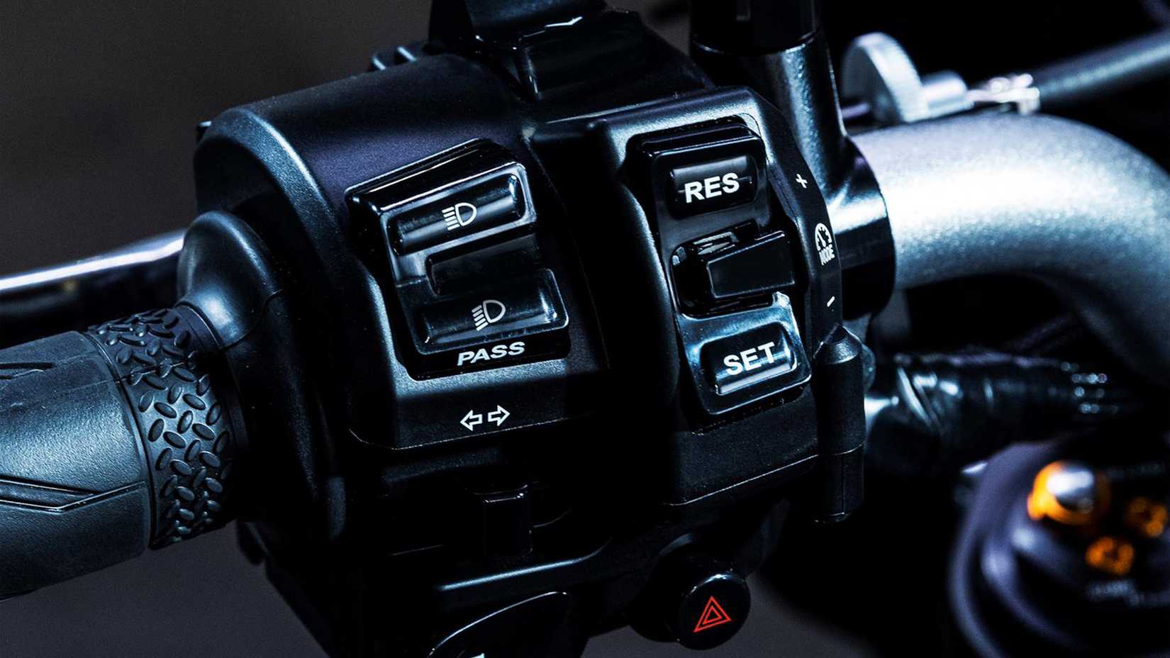 Detailed close up shot of left side handle bars on a 2023 YAMAHA MT-10 naked bike