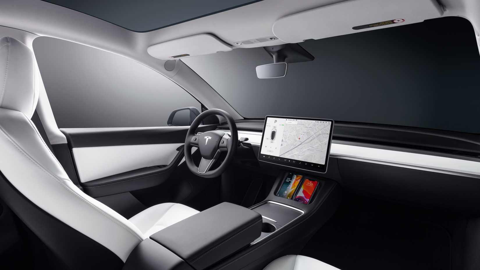 A shot of the dashboard of the 2024 Tesla Model Y.