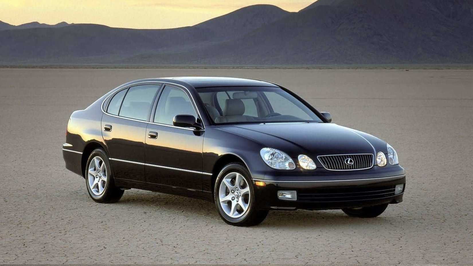2004 Lexus GS300 in black posing in desert in front of mountains