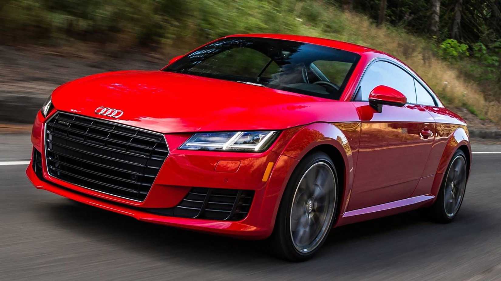 A rolling shot of a red 2020 Audi TT