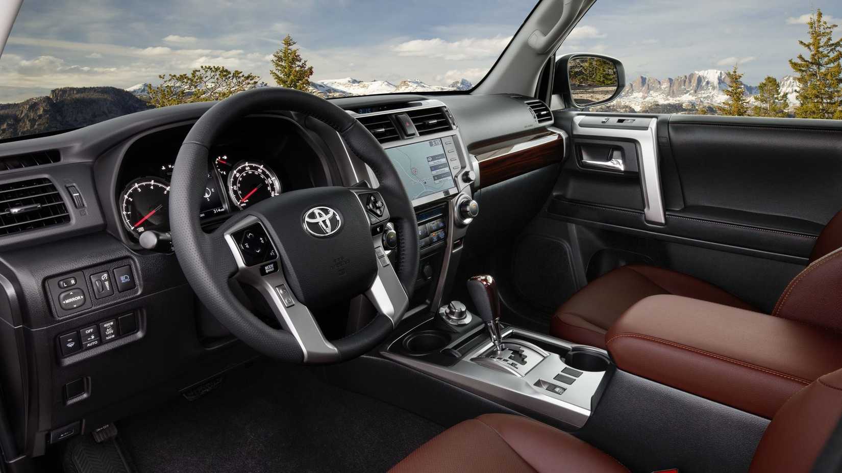 2024 Toyota 4Runner with brown and black interior showing front cabin