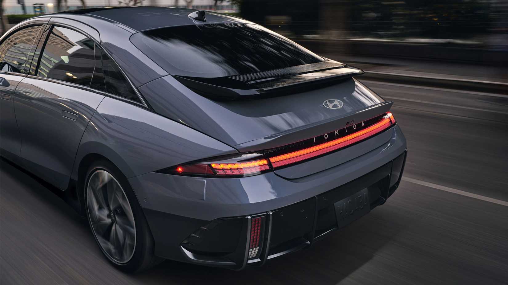 2024 Hyundai IONIQ 6 rear shot driving at night