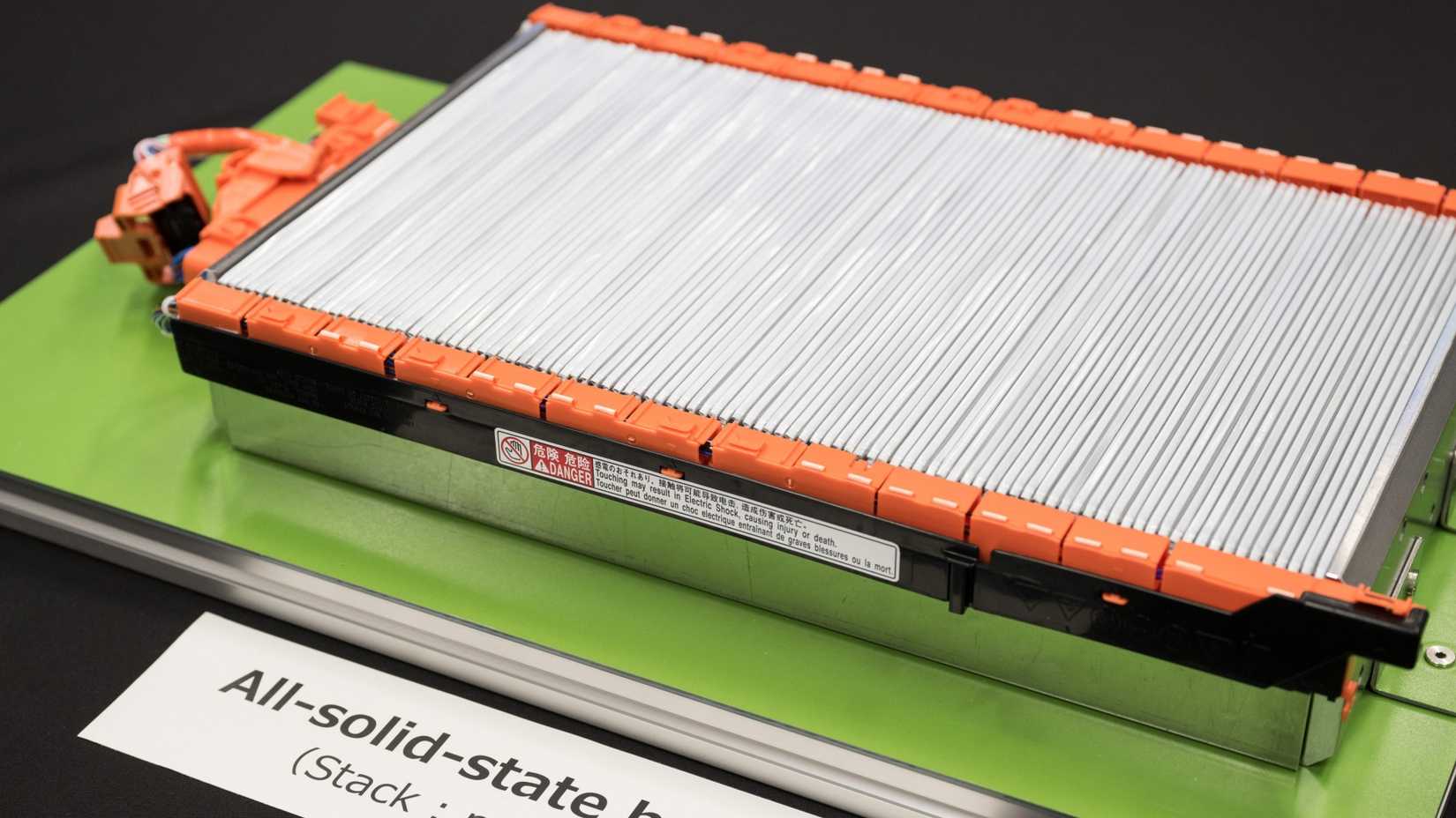 A prototype of Toyota's All-Solid-State Battery shown at a technical workshop