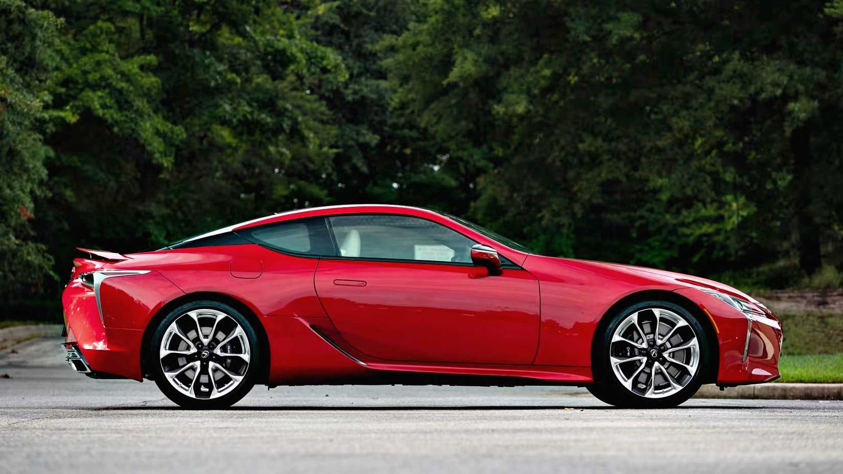 Side shot of a Lexus LC500 parked in a lot
