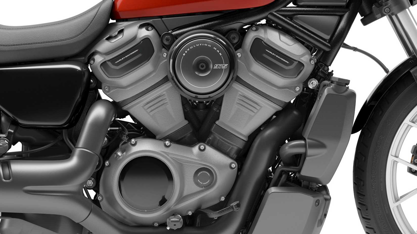 Detalhe de close-up do motor especial Harley-Davidson Nightster 2024