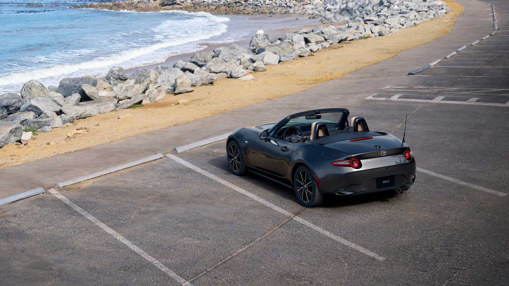 Grey 2024 Mazda MX-5 Miata rear 3/4