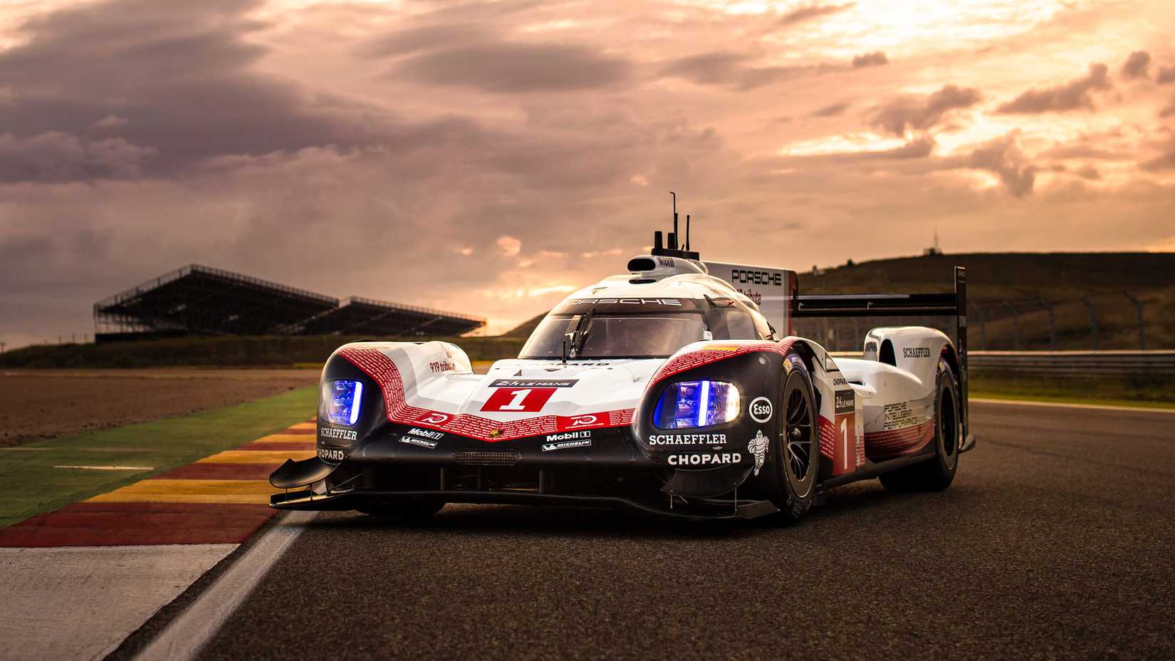 V-4 Engine Porsche 919 Hybrid posing on a racetrack