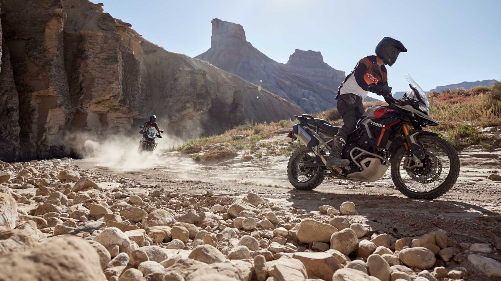 Uma foto de ação do off-road da Triumph Tiger 900 Rally Pro